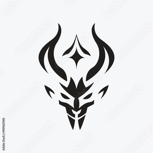 minimalist, simple and elegant demon logo