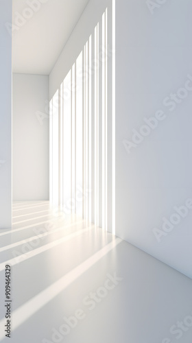 Digital white minimalist white wall light and shadow scene geometric poster background with Generative