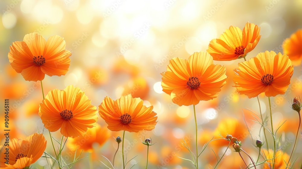 A Radiant Display of Yellow Flowers Basking in Warm Sunlight, Capturing the Beauty of Nature in a Bright and Cheerful Field A Radiant Display of Yellow Flowers Basking in Warm Sunlight, Capturing the Beauty of Nature in a Bright and Cheerful Field