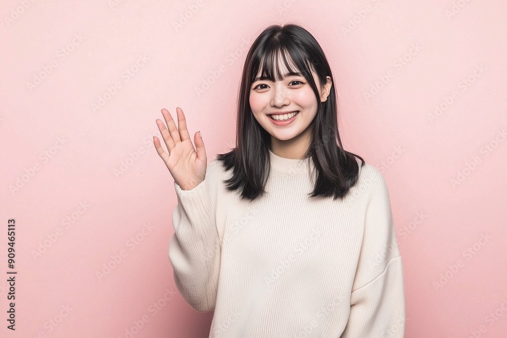 笑顔でワンポイントポーズをするカジュアルなビジネスポートレート写真 笑顔でワンポイントポーズをするカジュアルなビジネスポートレート写真