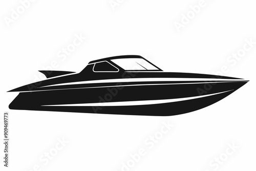speed boat icon, speed boat silhouette vector collection