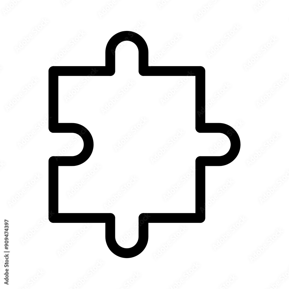 Puzzle icon in black and outline style Puzzle icon in black and outline style