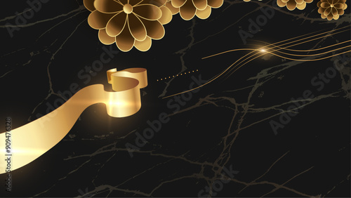 Black gold background wallpaper with gold flower