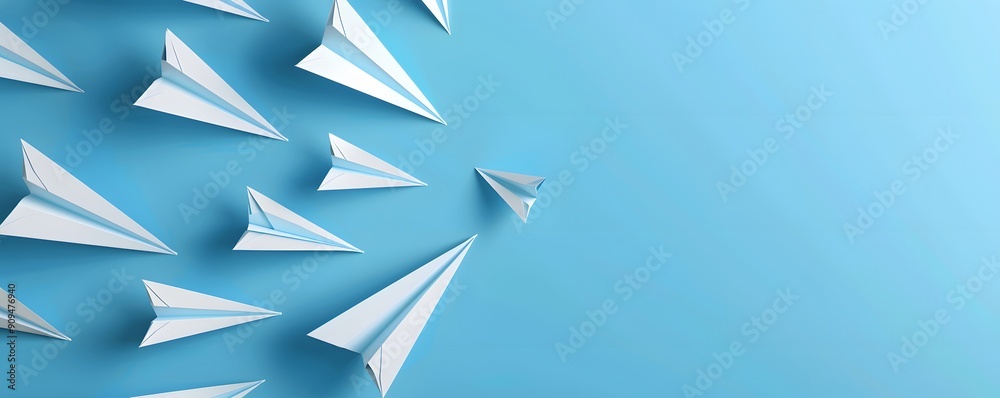 paper plane on blue background paper plane on blue background