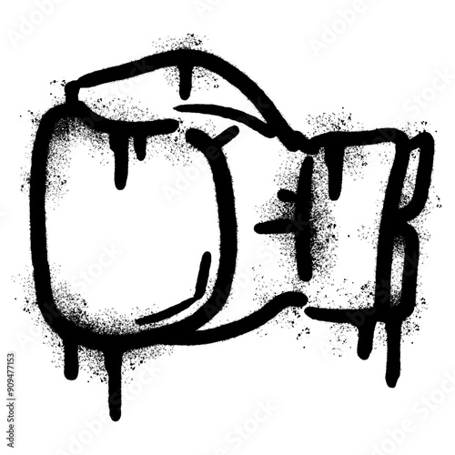 Spray Painted Graffiti boxing glove icon isolated on white background.