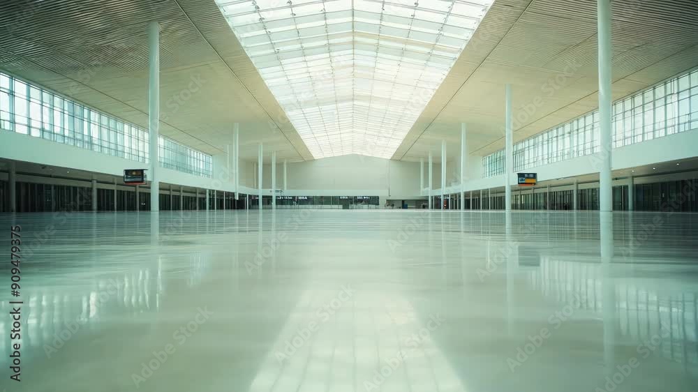 Spacious modern interior with high ceiling and large windows Spacious modern interior with high ceiling and large windows