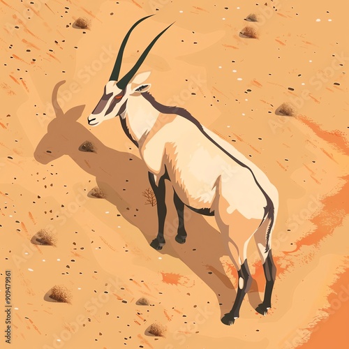 The gemsbok, oryx gazella, is a large antelope found in the deserts of southern Africa photo