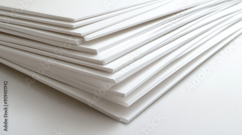 White foam board sheets stacked. photo