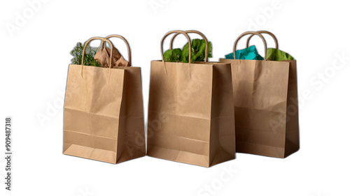 Set of eco friendly paper bags in different colours photo