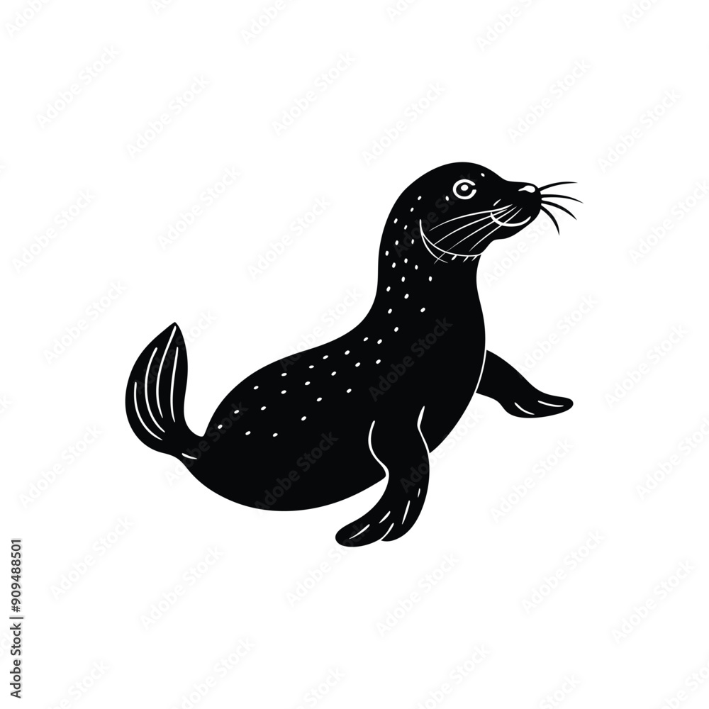 seal playing silhouette seal playing silhouette
