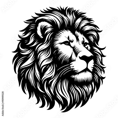 Lion head black digital art vector photo