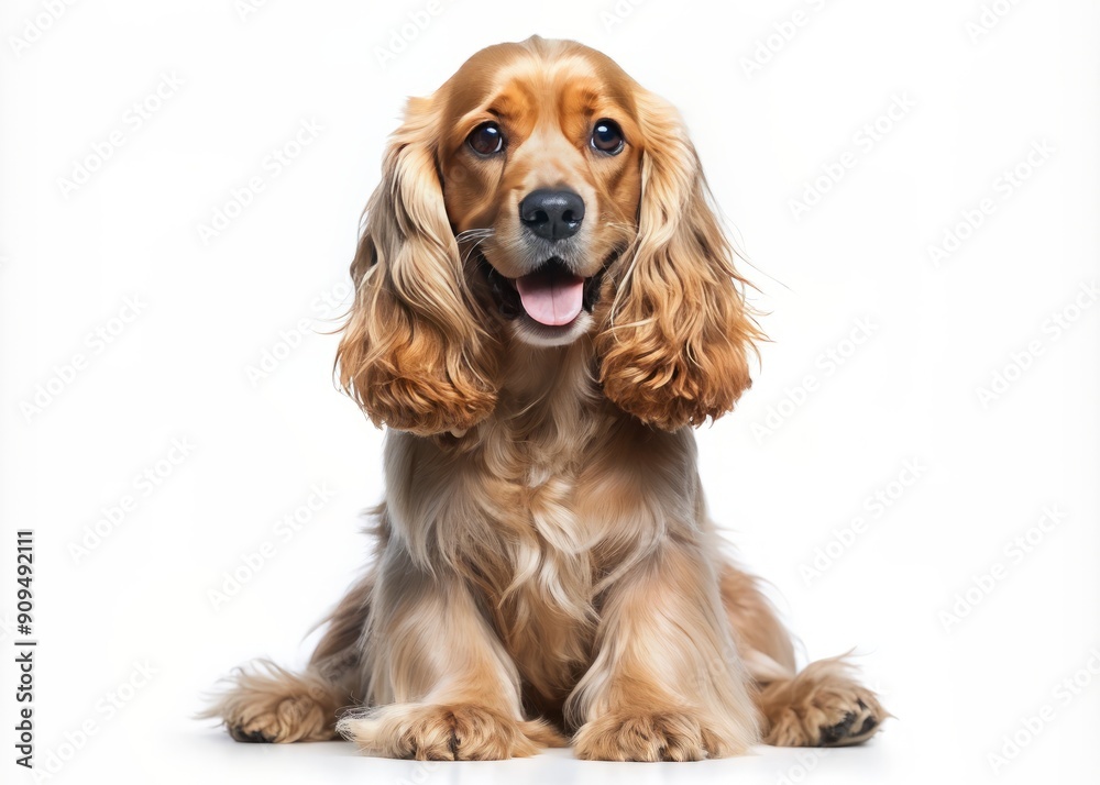 Φωτογραφία Adorable happy English Cocker Spaniel with floppy ears and sweet expression sits alone on a transparent background, showcasing its gentle and loving nature