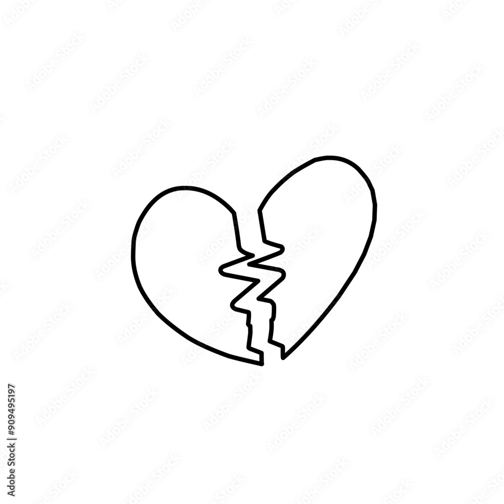 hand drawn broken heart hand drawn broken heart