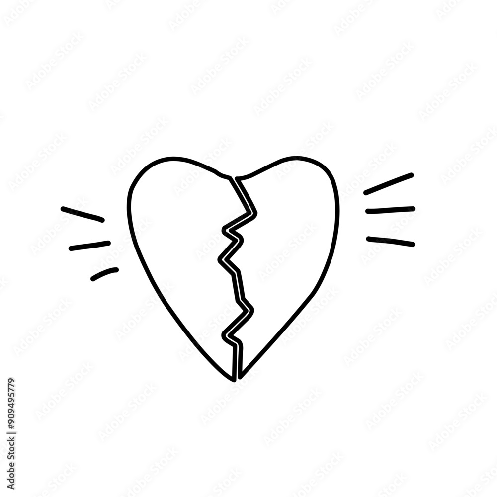hand drawn broken heart hand drawn broken heart