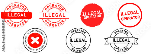 illegal operator stamp collection illegal business restricted avoid prohibited danger scam scammer scamming banned forbidden crime criminal outlaw design icon template
