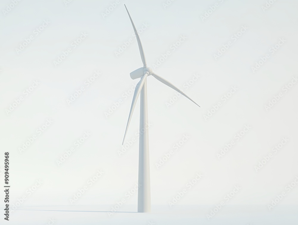 Abstract 3D wind turbine model with a minimalist aesthetic, isolated on a white background Abstract 3D wind turbine model with a minimalist aesthetic, isolated on a white background