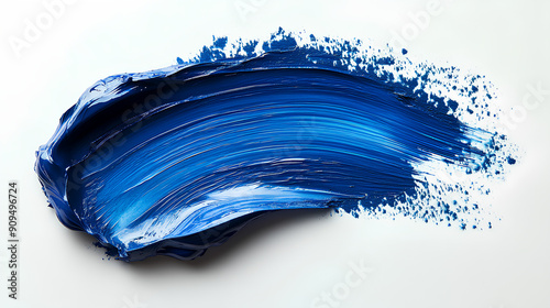 blue ink brush stroke, blue brush isolated on white background