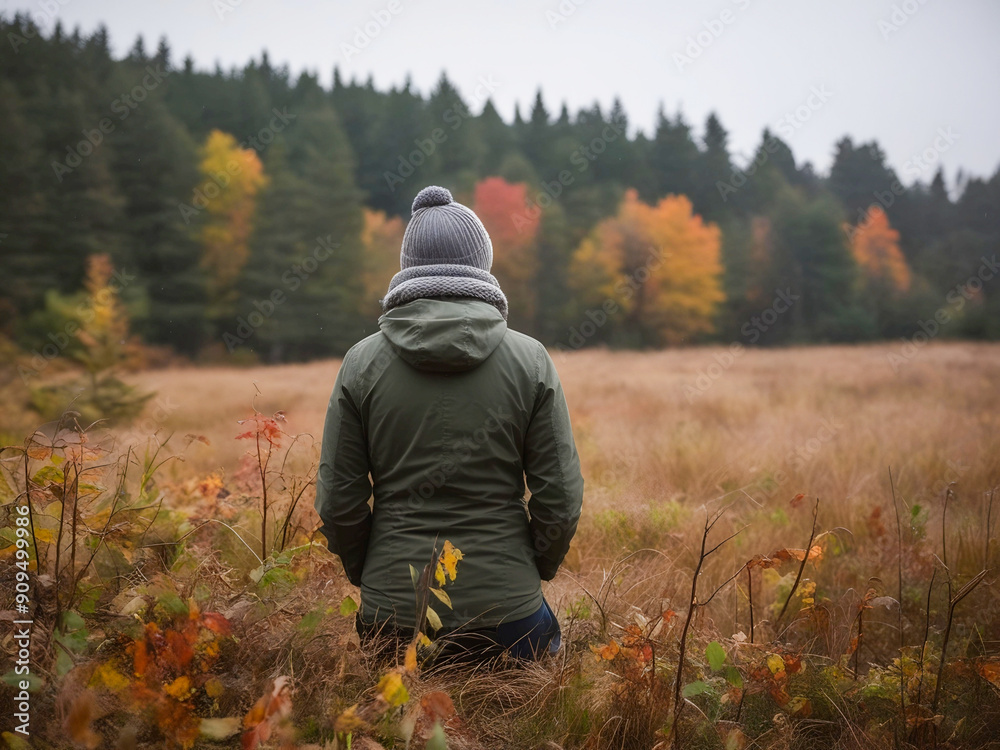 child in autumn forest child in autumn forest