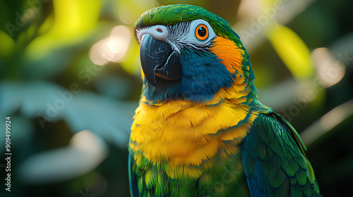 Blue-naped parrot, Tanygnathus lucionensis, colorful parrot photo