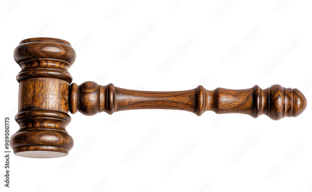 A close-up image of a wooden gavel isolated on a white background. The gavel is a symbol of justice, authority, and law. A close-up image of a wooden gavel isolated on a white background. The gavel is a symbol of justice, authority, and law.