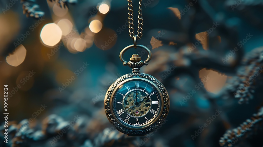A beautiful view of a pocket watch with blurred background A beautiful view of a pocket watch with blurred background
