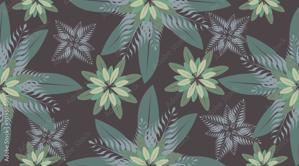 Fototapeta premium Seamless vector. Fabric pattern, wallpaper, seamless fabric pattern. Leaf pattern.