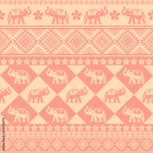 Traditional elephant seamless pattern