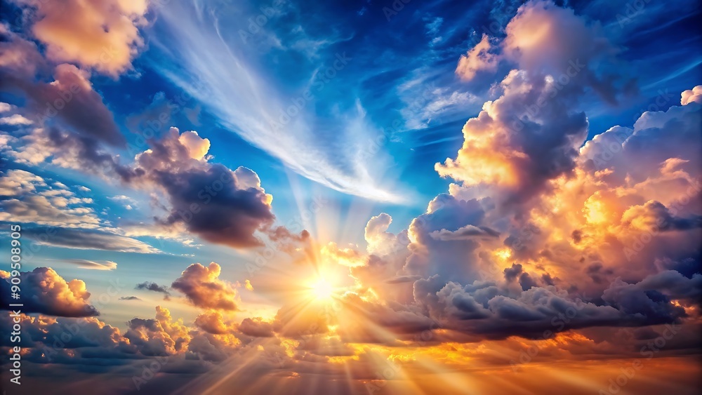 Dramatic Sunset with Golden Rays and Clouds. Dramatic Sunset with Golden Rays and Clouds.
