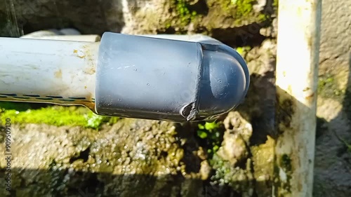 seepage or water droplets from leaking paralon pipe connections. 4k videos