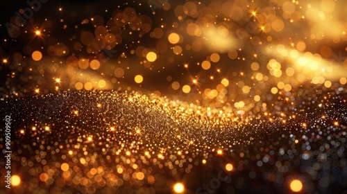 Golden Christmas Particles & Sprinkles for Holiday Celebrations: Shiny Lights Wallpaper Background for Ads, Gift Wrap & Web Design