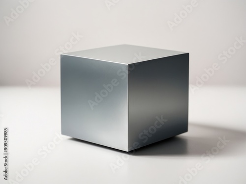 Metal grey cube on a white background abstract geometric shape