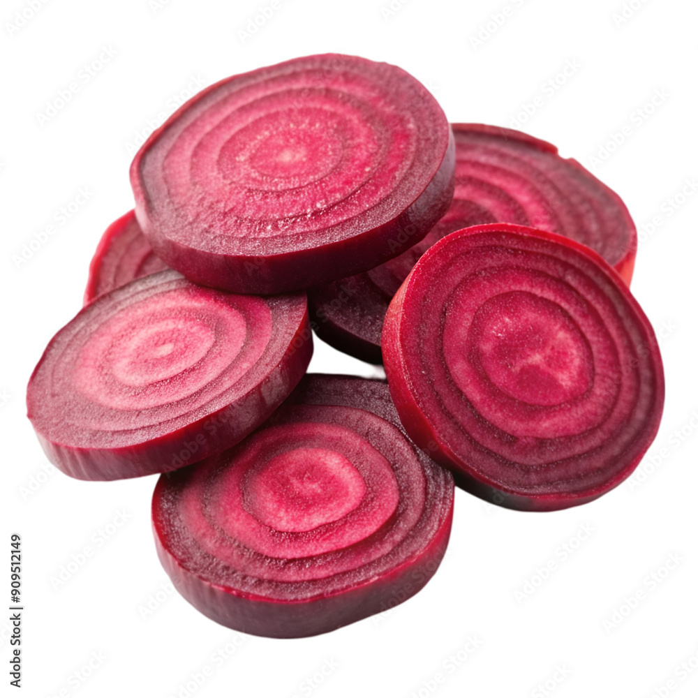 A pile of red beets cut into slices A pile of red beets cut into slices