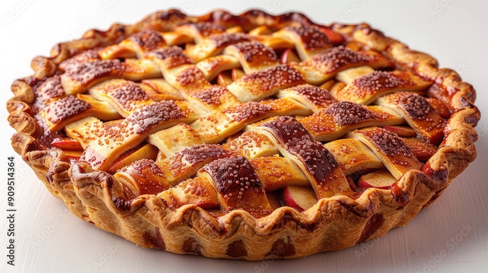 Delicious Homemade Apple Pie on White Background Delicious Homemade Apple Pie on White Background
