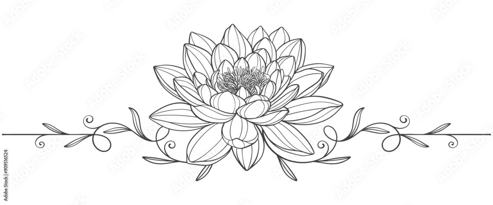 Lotus flower line art style vector illustration Lotus flower line art style vector illustration