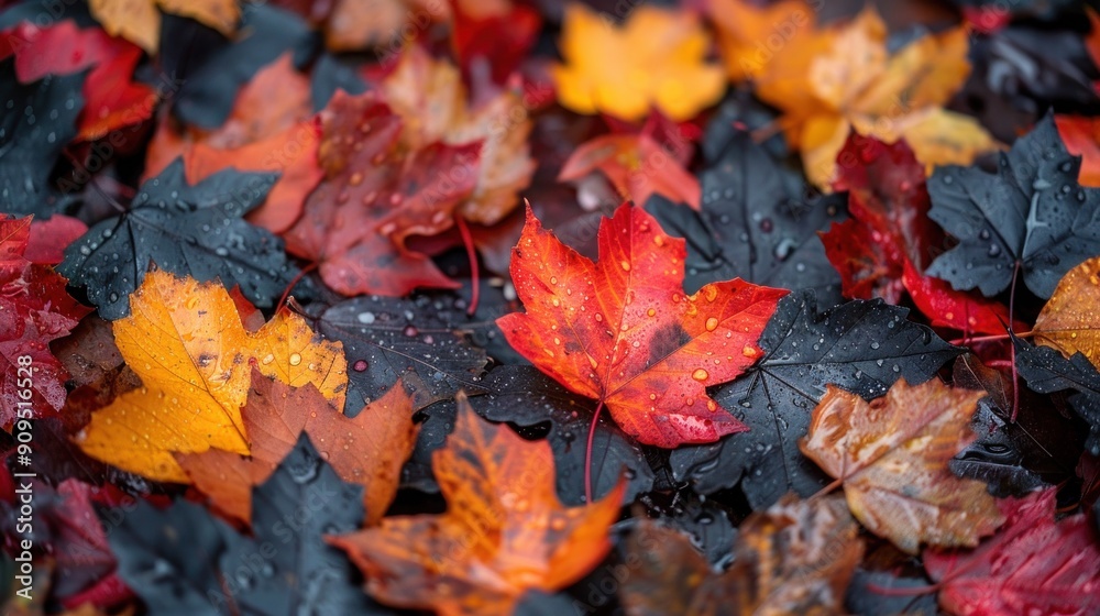Autumnal Beauty: Vibrant Fall Leaves in a Natural Setting. Autumnal Beauty: Vibrant Fall Leaves in a Natural Setting.