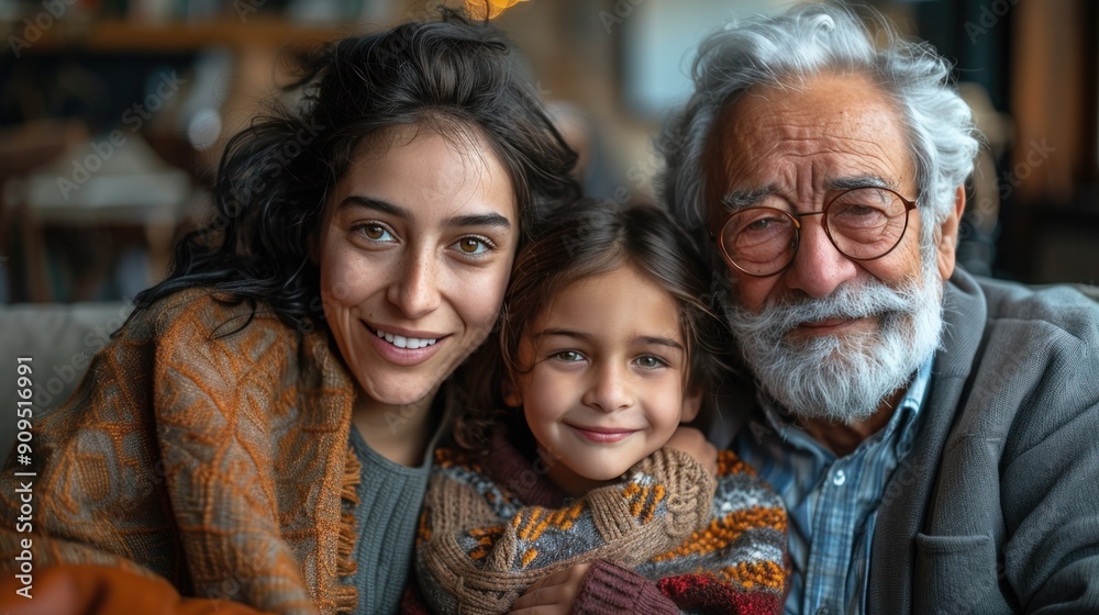 Joyful Family Relaxing on Sofa: A Heartwarming Portrait Joyful Family Relaxing on Sofa: A Heartwarming Portrait