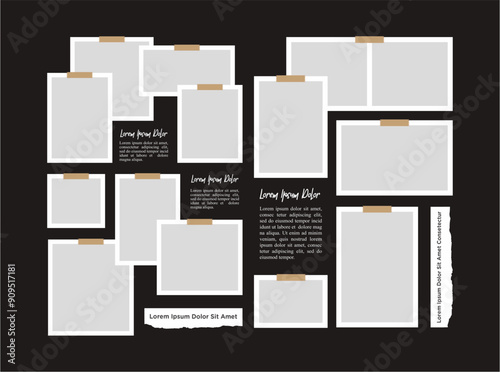 Pictures or photos frame collage and digital photo wall template