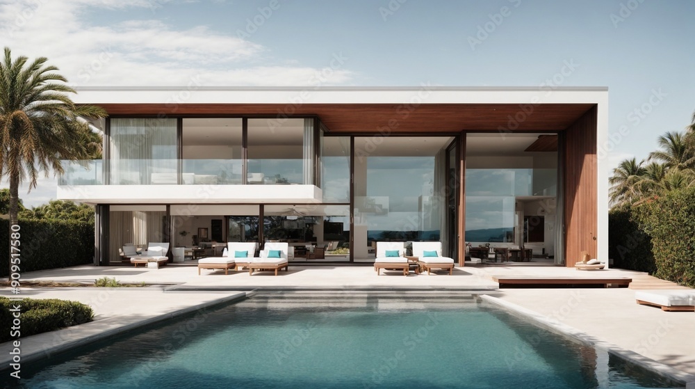Obraz premium Modern Minimalist Luxury Home with Pool 