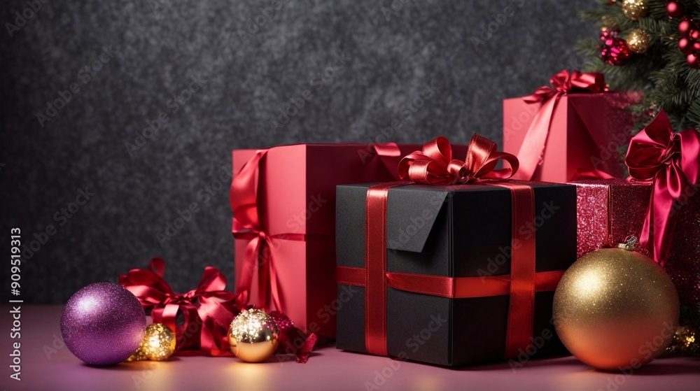 Gift Giving Glamour: A festive tableau of beautifully wrapped presents ...