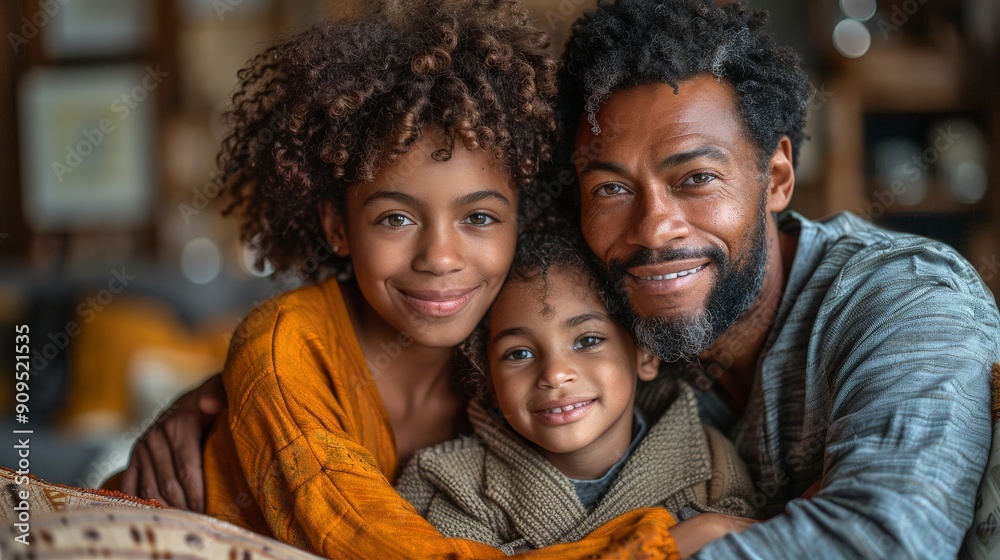 A family relaxing at home, feeling secure and happy A family relaxing at home, feeling secure and happy