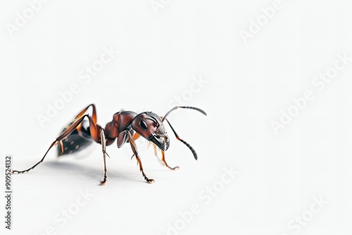 Ant on isolated white background