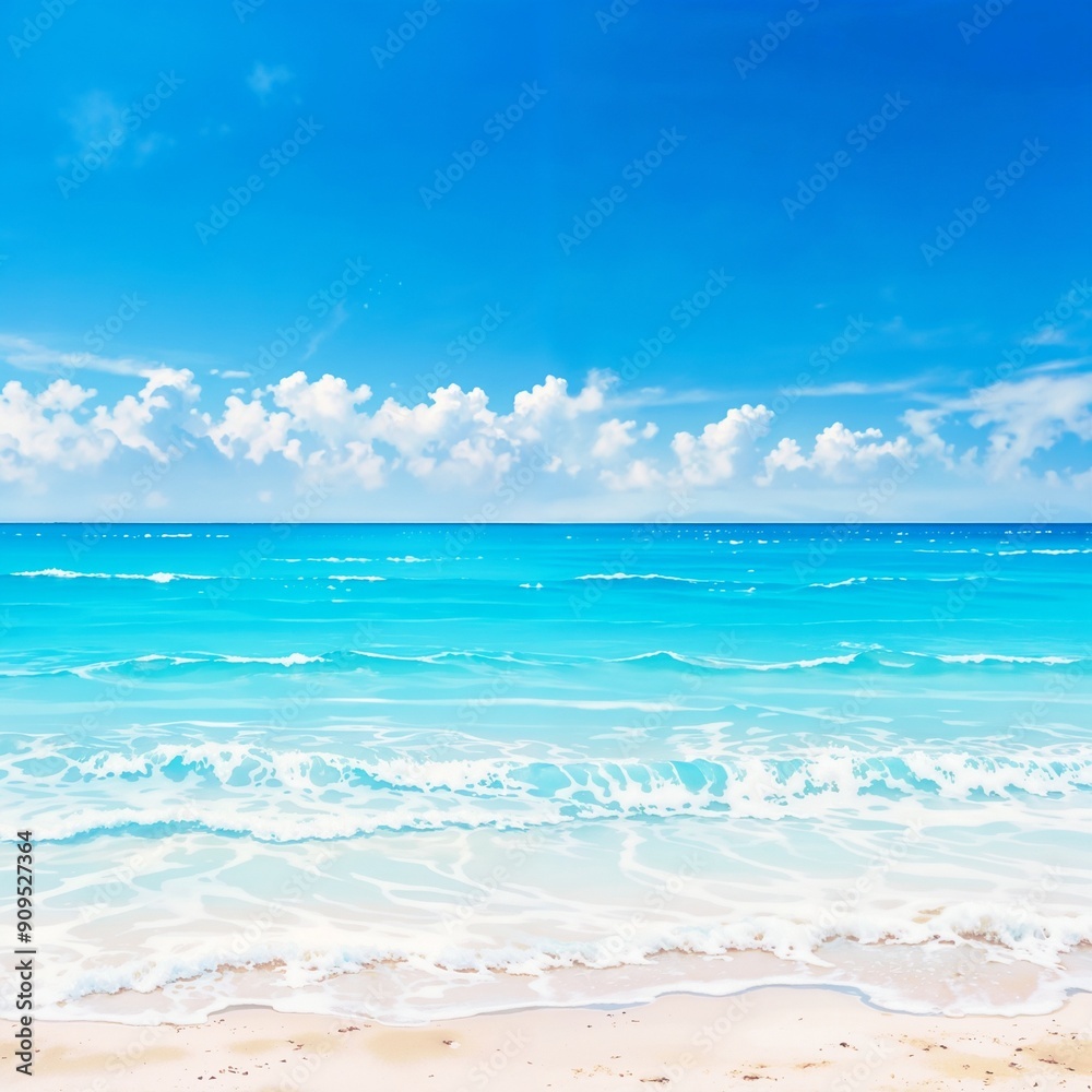 Fototapeta premium Crystal clear turquoise water on a tropical beach, perfect for vacation and travel themes.