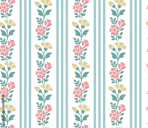 Floral stripe pattern boho flower repeat vintage flower design stripe flower small flower ditsy floral repeat vector file