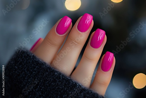 one hand with simple nails, perfect fingers without glitter or shimmer, perfect simple short nails, realistic hand, impressiv photo