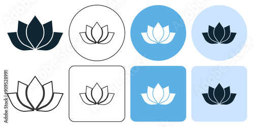 lotus flower, spiritually healthy lifestyle, spa and yoga, Lotus Blossoms balance harmony icon symbol ui and ux design, glyphs and stroke line icon
