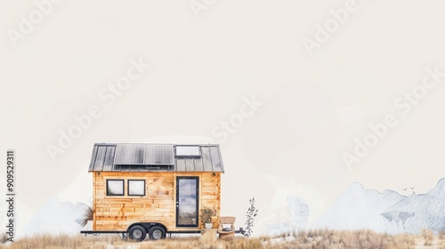 Solarpowered tiny home with efficient energy use, sustainable living, minimalist lifestyle