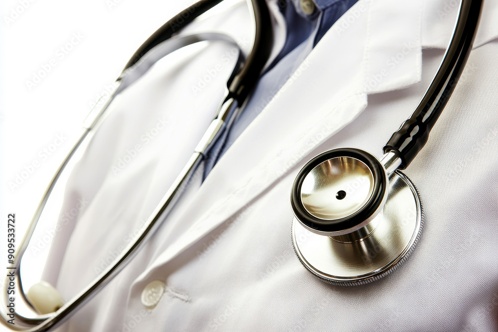 close up doctor with stethoscope on chest. close up doctor with stethoscope on chest.