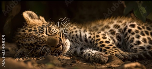 baby leopard sleeping