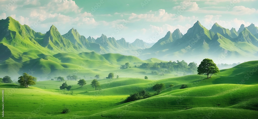 Landscape is very green background image and use it as your wallpaper. Ai generative Landscape is very green background image and use it as your wallpaper. Ai generative