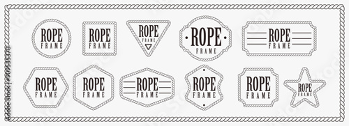 Set of Rope frame badge emblem seal stamp vector on white background